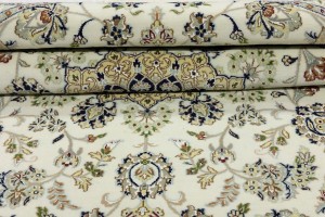 Cream Floral 9X9 Indo-Nain Oriental Round Rug