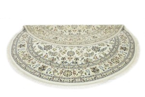 Cream Floral 9X9 Indo-Nain Oriental Round Rug