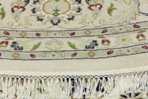 Cream Floral 9X9 Indo-Nain Oriental Round Rug
