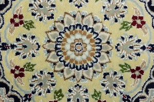Cream Floral 9X9 Indo-Nain Oriental Round Rug