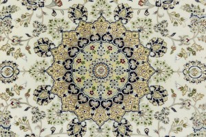 Cream Floral 9X9 Indo-Nain Oriental Round Rug