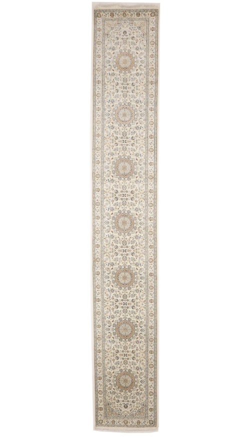 Cream Floral 3X18 Indo-Nain Oriental Runner Rug