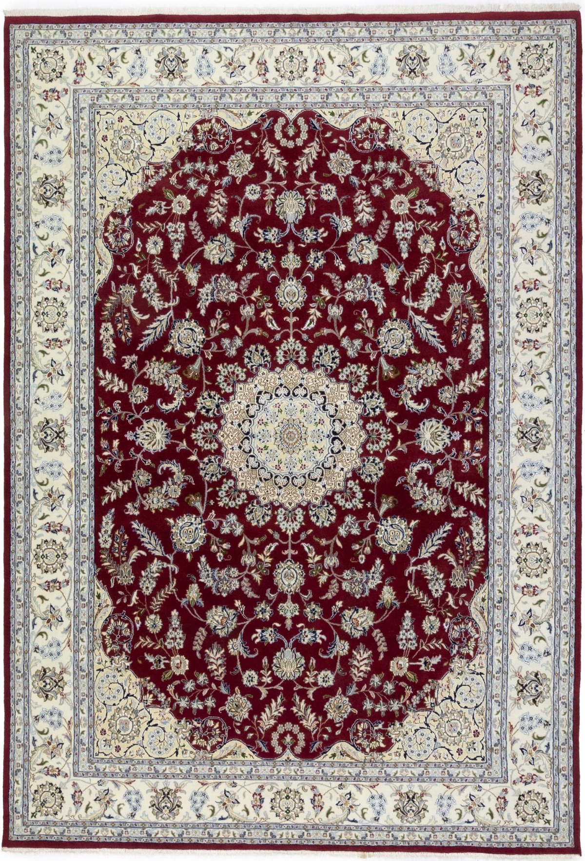 Red Floral 8X12 Indo-Nain Oriental Rug