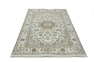 Cream Floral 5X8 Indo-Nain Oriental Rug