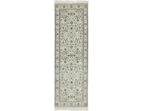 Cream Floral 3X8 Indo-Nain Oriental Runner Rug