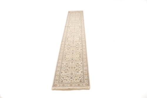 Cream Floral 3X16 Indo-Nain Oriental Runner Rug