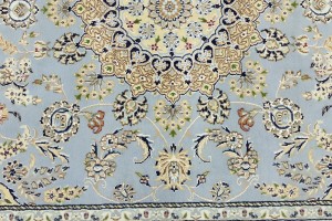 Light Blue-gray Floral 6X9 Indo-Nain Oriental Rug