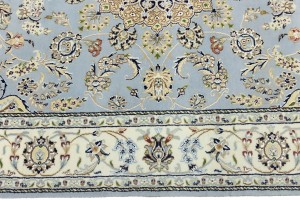 Light Blue-gray Floral 6X9 Indo-Nain Oriental Rug