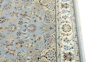 Light Blue-gray Floral 6X9 Indo-Nain Oriental Rug