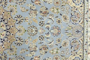 Light Blue-gray Floral 6X9 Indo-Nain Oriental Rug