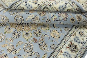 Light Blue-gray Floral 6X9 Indo-Nain Oriental Rug