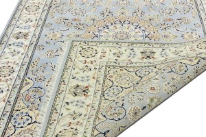 Light Blue-gray Floral 6X9 Indo-Nain Oriental Rug