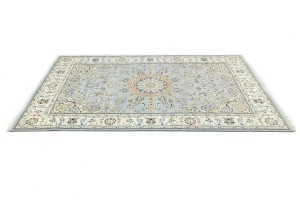 Light Blue-gray Floral 6X9 Indo-Nain Oriental Rug