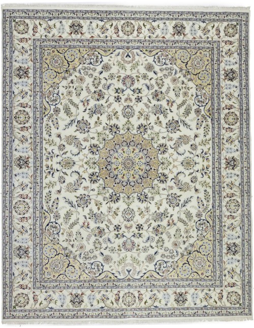 Cream Floral 8X10 Indo-Nain Oriental Rug