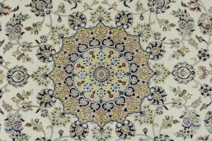 Cream Floral 8X10 Indo-Nain Oriental Rug