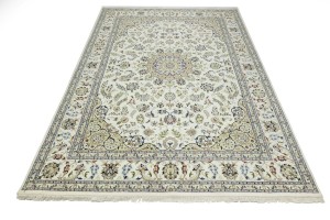 Cream Floral 8'3X11'6 Indo-Nain Oriental Rug