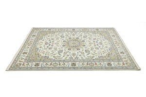 Cream Floral 8'3X11'6 Indo-Nain Oriental Rug