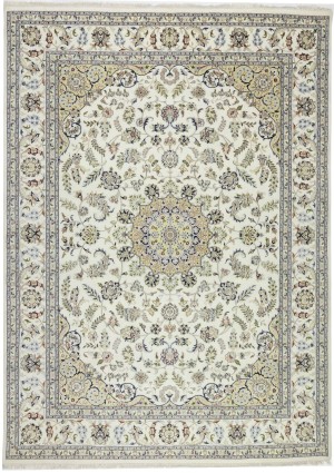 Cream Floral 9X12 Indo-Nain Oriental Rug