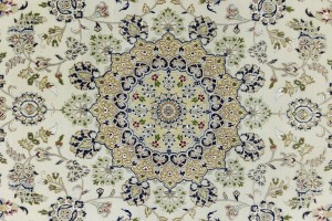 Cream Floral 9X12 Indo-Nain Oriental Rug
