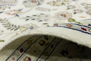 Cream Floral 9X12 Indo-Nain Oriental Rug