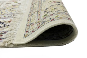 Cream Floral 9X12 Indo-Nain Oriental Rug