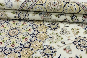 Cream Floral 9X12 Indo-Nain Oriental Rug