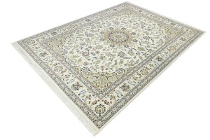 Cream Floral 9X12 Indo-Nain Oriental Rug