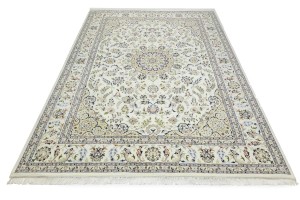 Cream Floral 9X12 Indo-Nain Oriental Rug