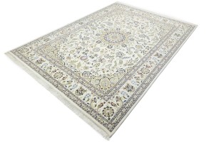 Cream Floral 9X12 Indo-Nain Oriental Rug