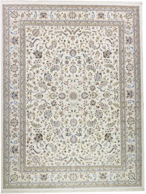 Cream Floral 12X15 Indo-Nain Oriental Rug