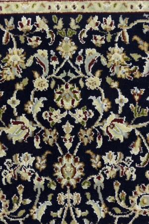 Dark Navy Floral 3X5 Indo-Nain Oriental Rug