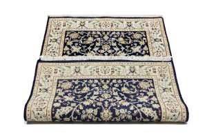 Dark Navy Floral 3X5 Indo-Nain Oriental Rug