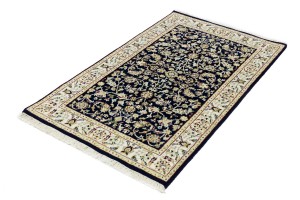 Dark Navy Floral 3X5 Indo-Nain Oriental Rug