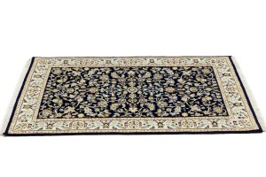 Dark Navy Floral 3X5 Indo-Nain Oriental Rug