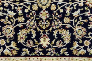 Dark Navy Floral 3X5 Indo-Nain Oriental Rug