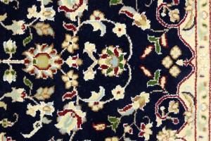 Dark Navy Floral 3X4 Indo-Nain Oriental Rug