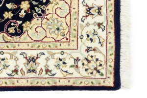Dark Navy Floral 3X4 Indo-Nain Oriental Rug
