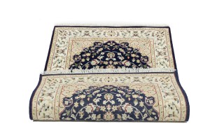 Dark Navy Floral 3X4 Indo-Nain Oriental Rug
