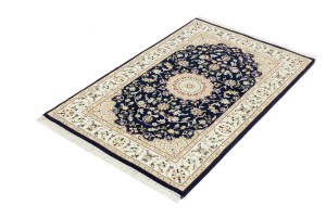 Dark Navy Floral 3X4 Indo-Nain Oriental Rug