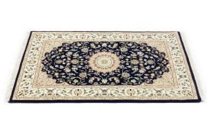 Dark Navy Floral 3X4 Indo-Nain Oriental Rug