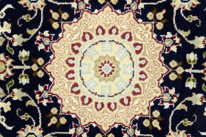 Dark Navy Floral 3X4 Indo-Nain Oriental Rug