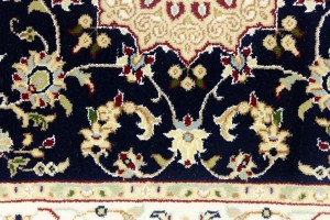 Dark Navy Floral 3X4 Indo-Nain Oriental Rug