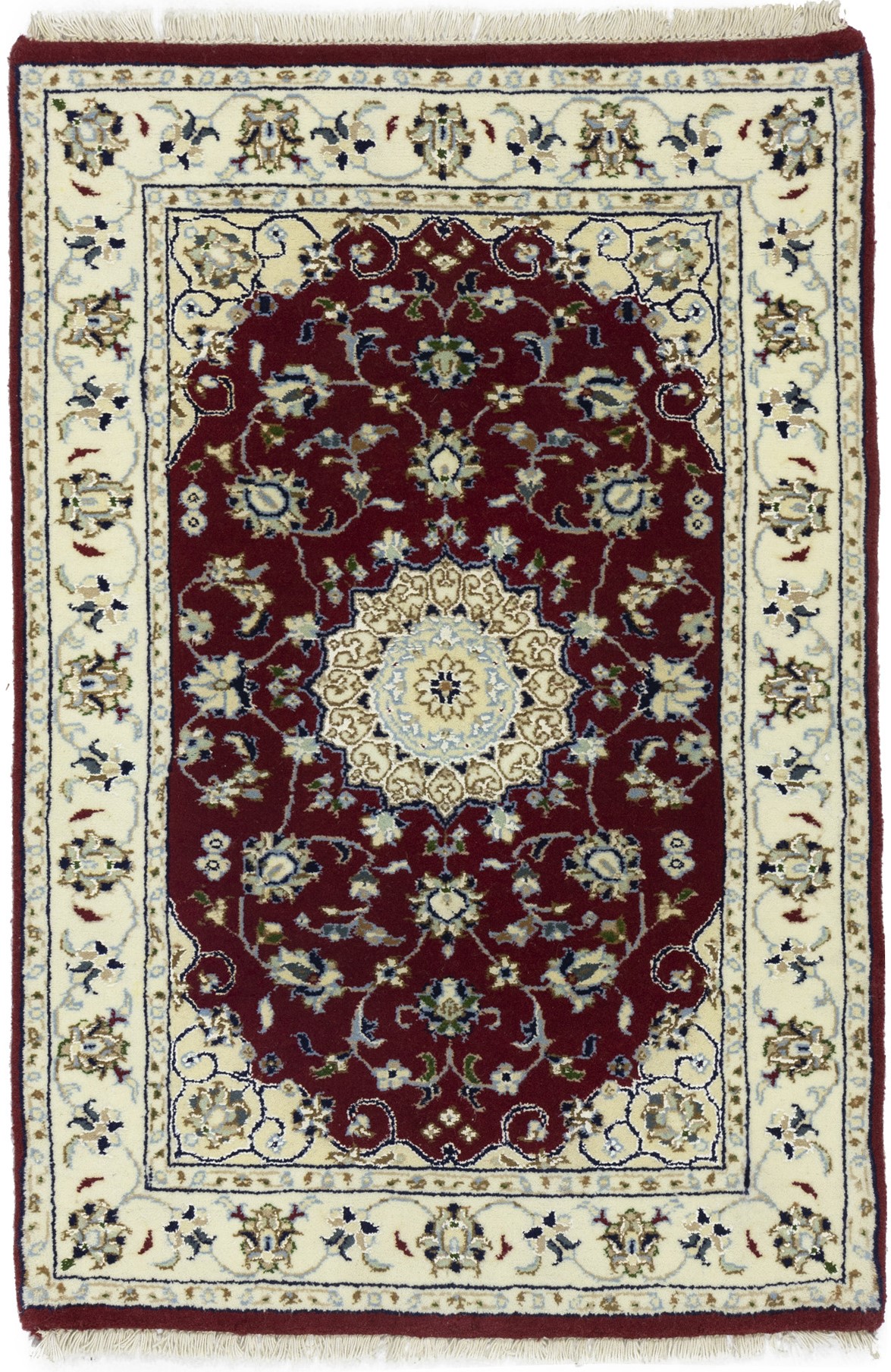 Red Floral 2X3 Indo-Nain Oriental Rug