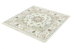 Cream Floral 4X4 Indo-Nain Oriental Square Rug