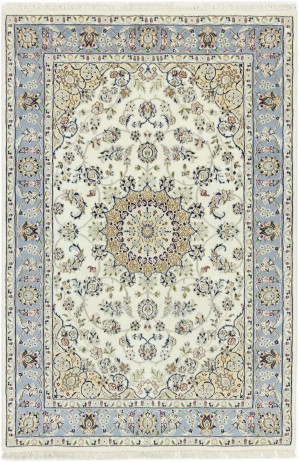 Cream Floral 4X6 Indo-Nain Oriental Rug