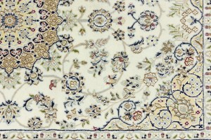Cream Floral 4X6 Indo-Nain Oriental Rug