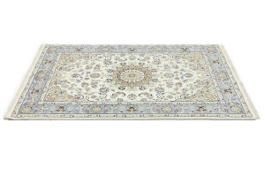 Cream Floral 4X6 Indo-Nain Oriental Rug