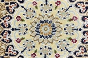 Cream Floral 4X6 Indo-Nain Oriental Rug