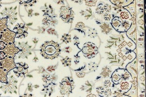 Cream Floral 4X6 Indo-Nain Oriental Rug