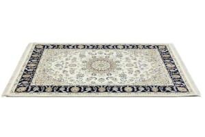 Cream Floral 4X6 Indo-Nain Oriental Rug